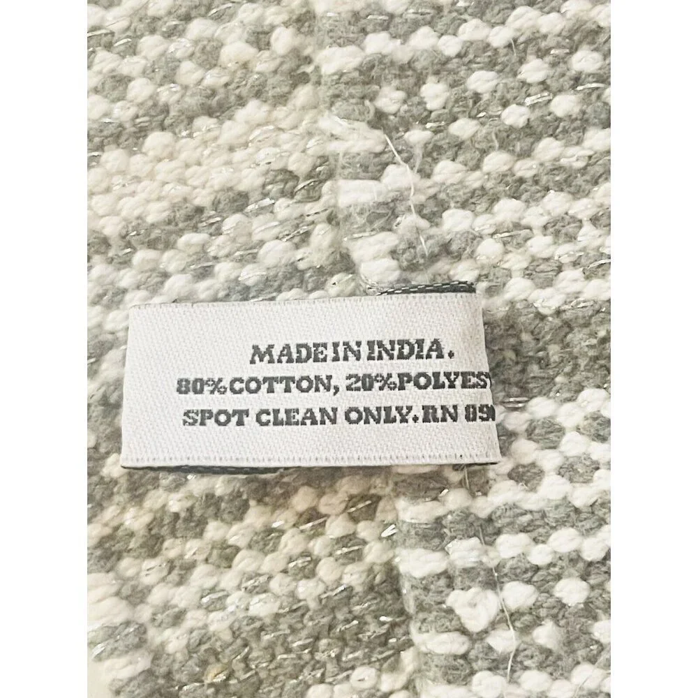 Set of 4 Placemats Woven Grey White Silver Neutral Boho Holiday Artist Accents